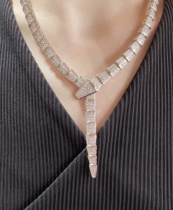 Bulgari replica Serpenti Viper collana diamanti oro bianco